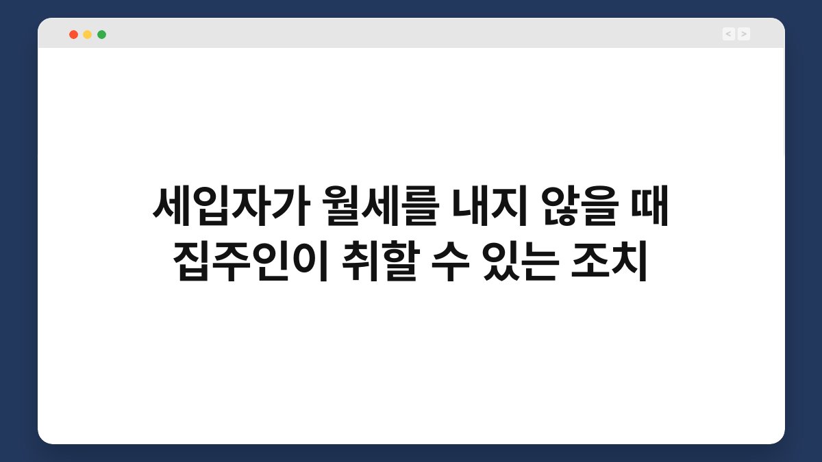 세입자가 월세를 내지 않을 때 집주인이 취할 수 있는 조치 3가지 1